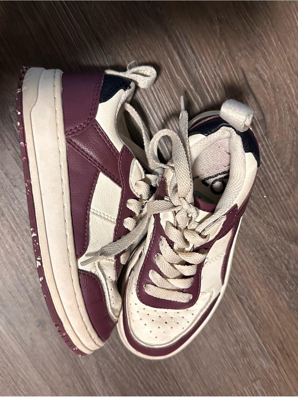 Zara Kids Burgundy purple and Cream Low-Top Sneakers size 11